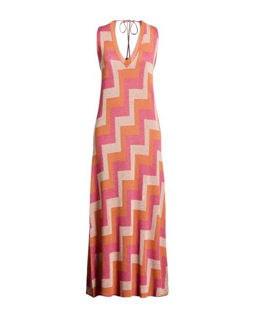 Akep Red Maxi Dress Viscose, Metallic Polyester, Polyamide
