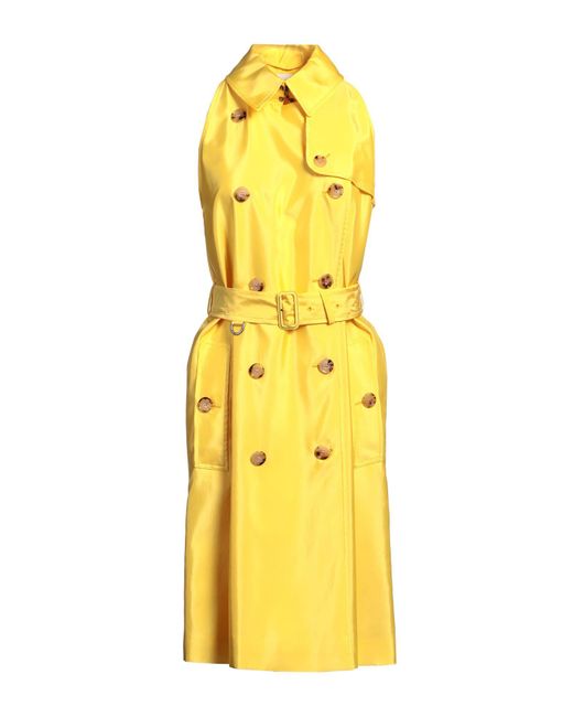 Burberry Yellow Overcoat & Trench Coat Cupro, Viscose