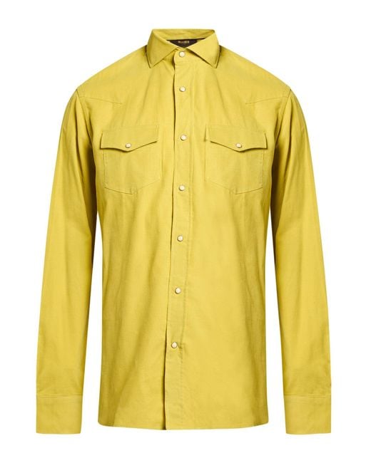 Moorer Yellow Shirt Cotton for men
