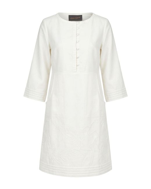 Antonia Zander White Ivory Mini Dress Cotton, Polyacrylic