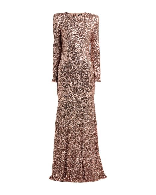Elisabetta Franchi Brown Blush Maxi Dress Polyester, Elastane