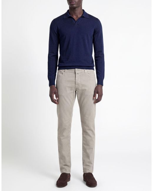 Jacob Cohen Gray Pants Linen, Cotton, Elastane for men