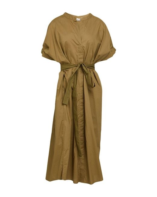 MEIMEIJ Green Military Midi Dress Cotton