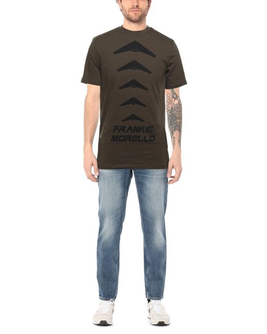 Frankie Morello Gray Military T-Shirt Cotton for men