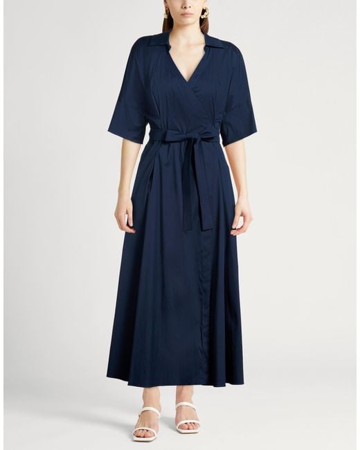 Max Mara Blue Maxi Dress Cotton, Polyamide, Elastane