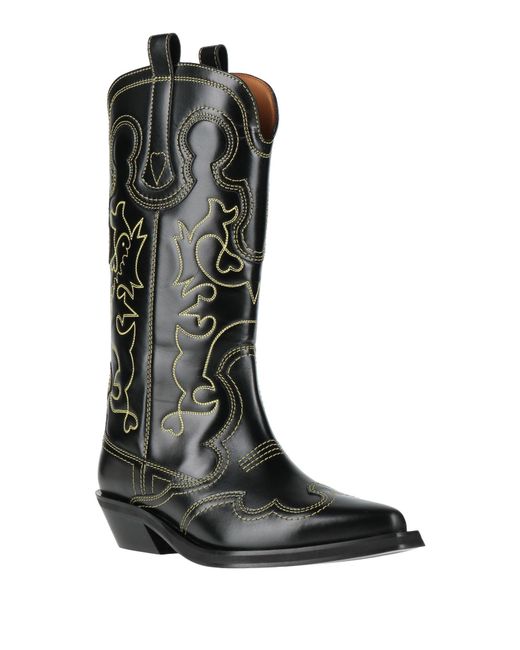 Ganni Black Boot Leather
