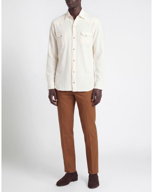 Barba Napoli White Shirt Cotton, Cashmere, Elastane for men