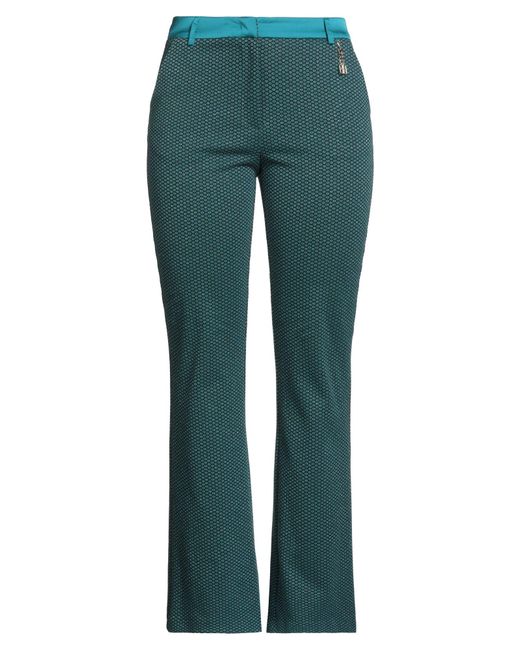 Fracomina Green Pants Cotton, Polyester, Metallic Polyester, Polyamide, Elastane