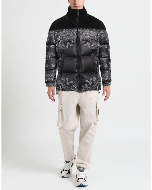 Philipp Plein Black Puffer Lambskin, Polyester for men