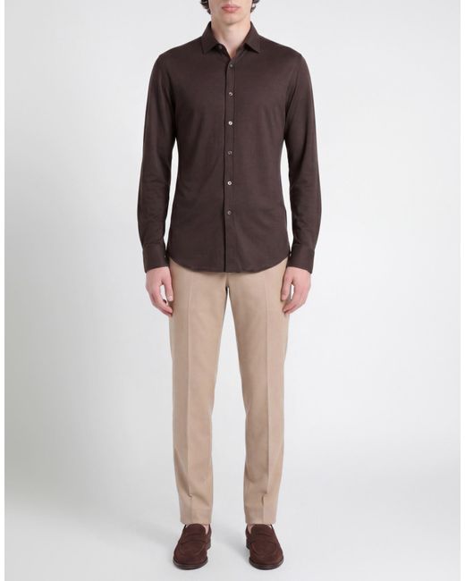 Canali Brown Shirt Wool for men