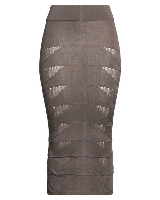 Rick Owens Gray Charcoal Midi Skirt Virgin Wool