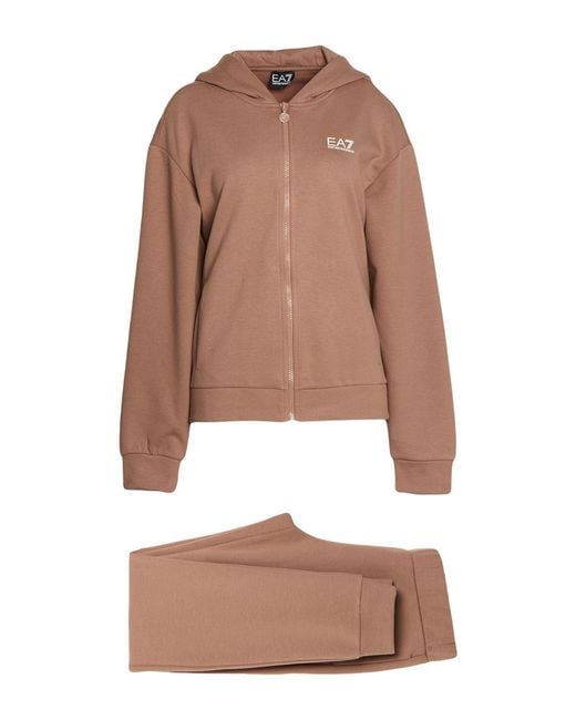 EA7 Brown Tracksuit Polyester, Cotton