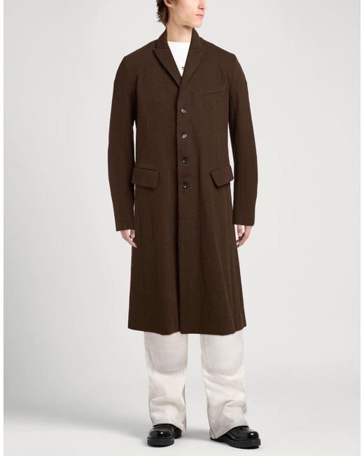 Masnada Brown Overcoat & Trench Coat Cotton, Wool, Polyester, Elastane for men