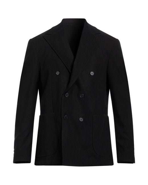 Alessandro Lamura Black Blazer Polyester, Viscose, Elastane for men