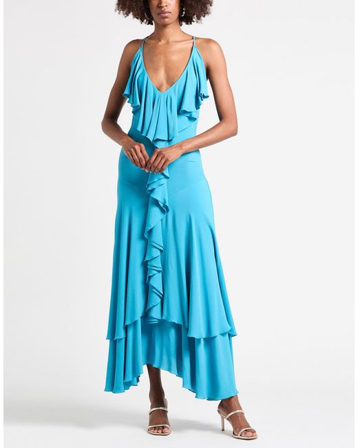 Grifoni Blue Maxi Dress Acetate, Silk