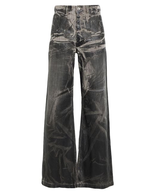 Rick Owens Gray Jeans Cotton, Elastomultiester, Rubber