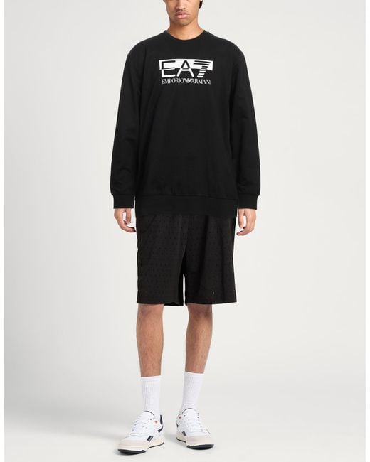 EA7 Black Sweatshirt Cotton, Elastane for men