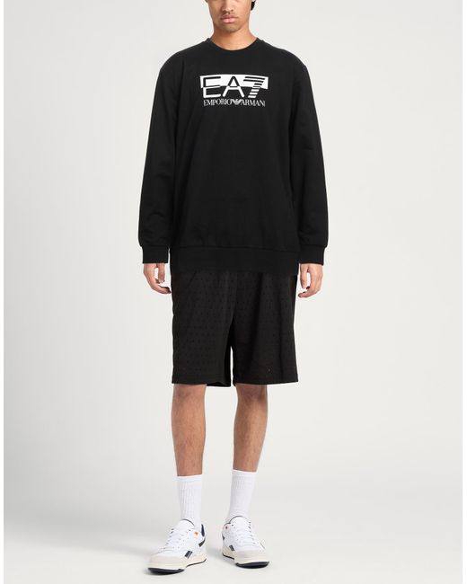 EA7 Black Sweatshirt Cotton, Elastane for men
