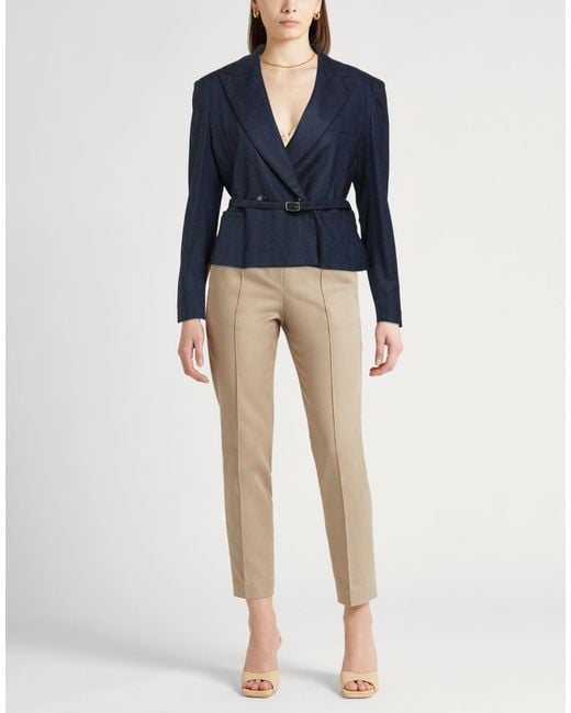 Marella Blue Midnight Blazer Viscose, Wool, Polyester, Elastane