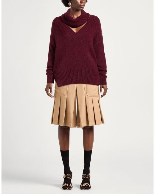 Manila Grace Red Burgundy Turtleneck Alpaca Wool, Wool, Acrylic, Polyamide