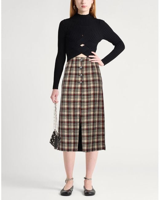 Rabanne White Cream Midi Skirt Wool, Cotton