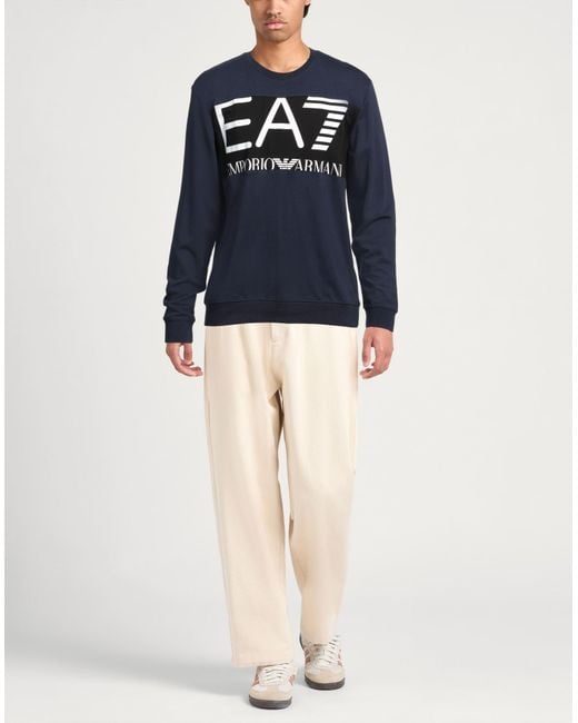 EA7 Blue Sweatshirt Cotton, Elastane for men