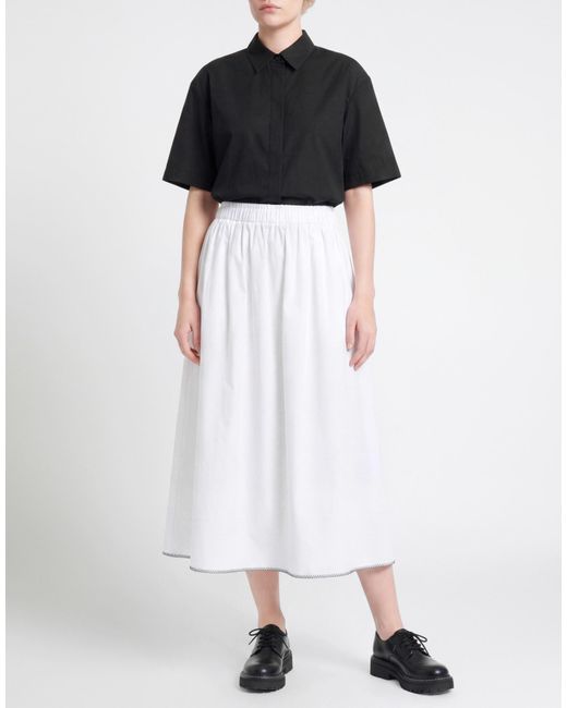 Gran Sasso White Midi Skirt Cotton, Polyamide, Elastane