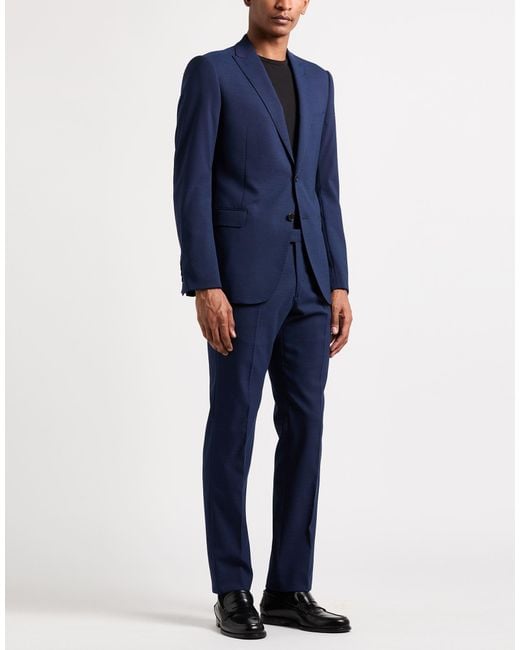 Emporio Armani Blue Suit Wool, Polyester, Elastane for men