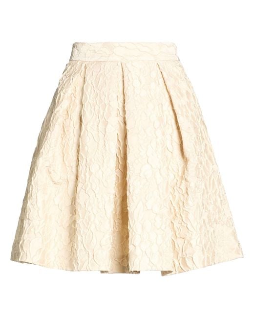 Lunatica Milano Natural Cream Mini Skirt Polyester, Polyamide