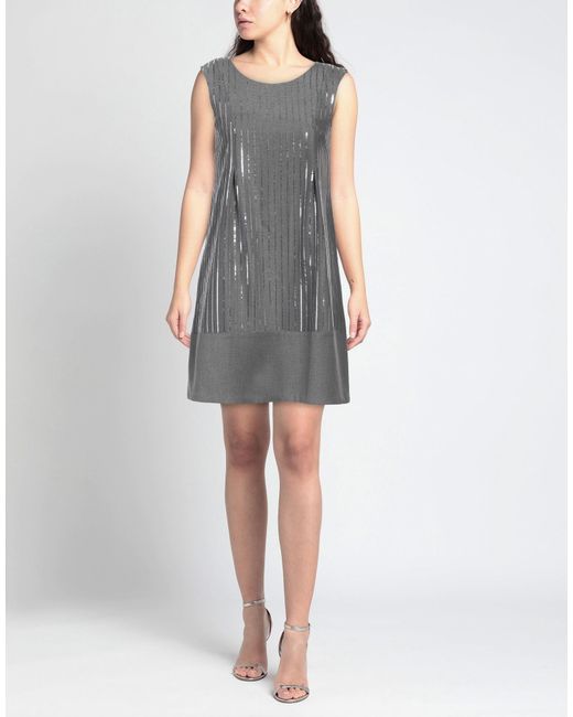 Forte Gray Mini Dress Polyester, Viscose, Elastane