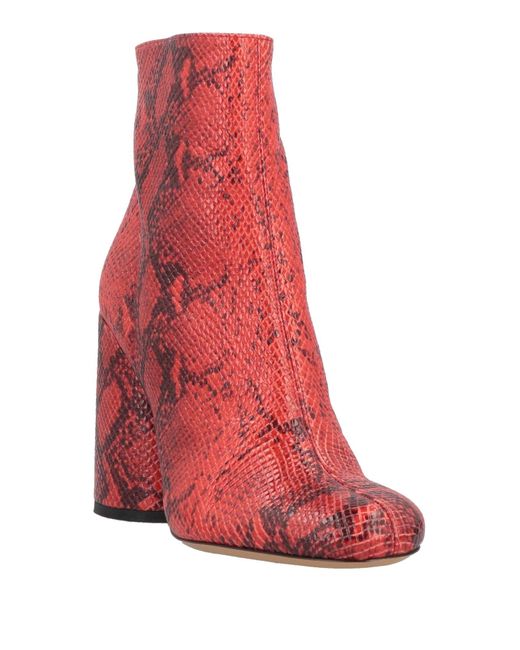 Emporio Armani Red Ankle Boots Soft Leather