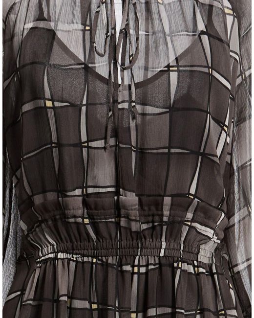 Suoli Gray Mini Dress Polyester