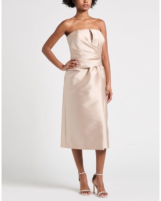Alberta Ferretti Natural Midi Dress