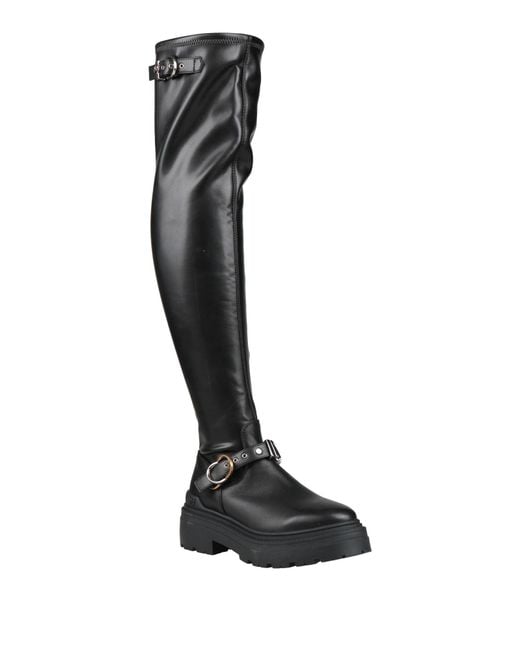 Pinko Black Boot Leather, Synthetic Material
