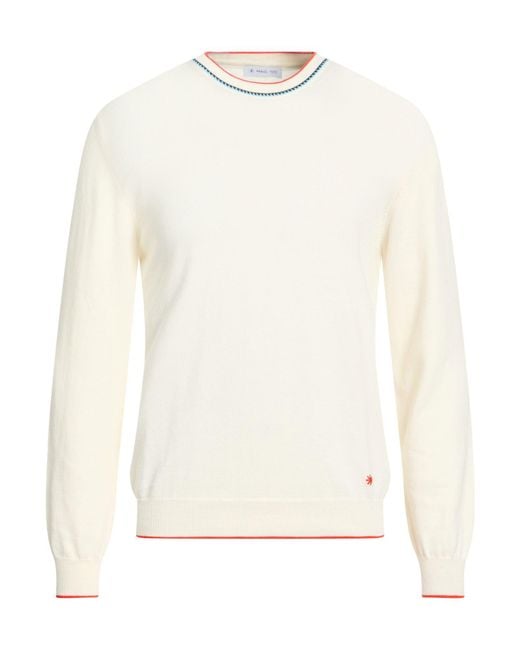 Manuel Ritz White Ivory Sweater Linen, Cotton for men