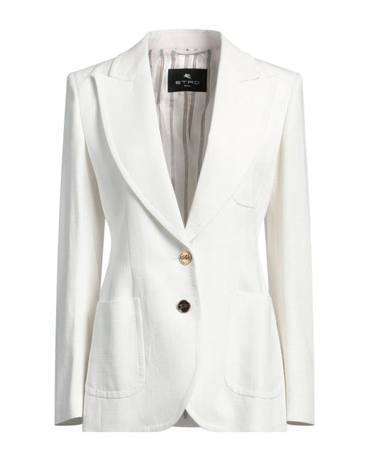 Etro White Blazer Viscose, Polyester