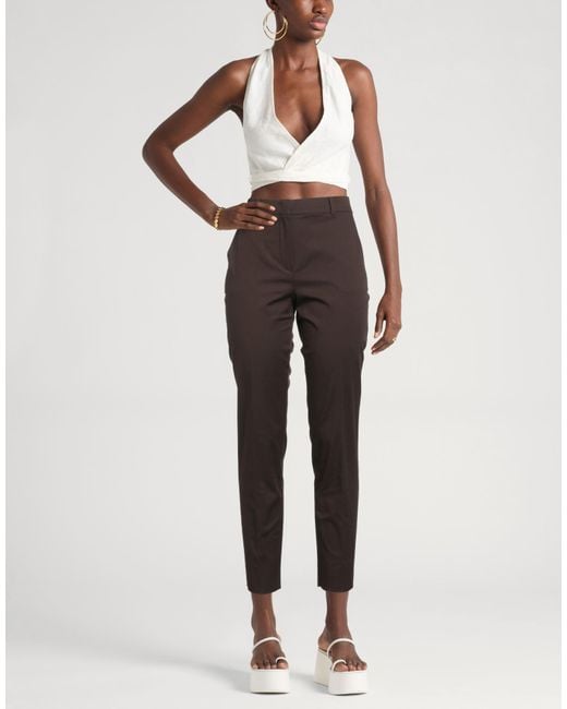 Max Mara Brown Pants Cotton, Elastane
