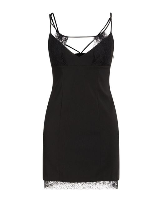 Patrizia Pepe Black Mini Dress Polyester, Elastane