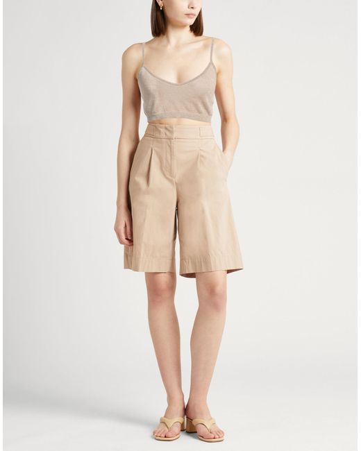 FEDERICA TOSI Natural Sand Top Viscose, Polyester, Metallic Polyester