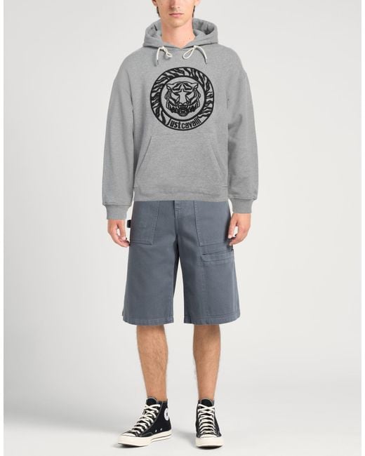 Just Cavalli Gray Sweatshirt Cotton, Elastane for men