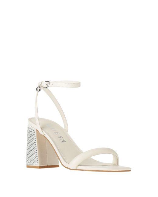 Guess White Ivory Sandals Leather