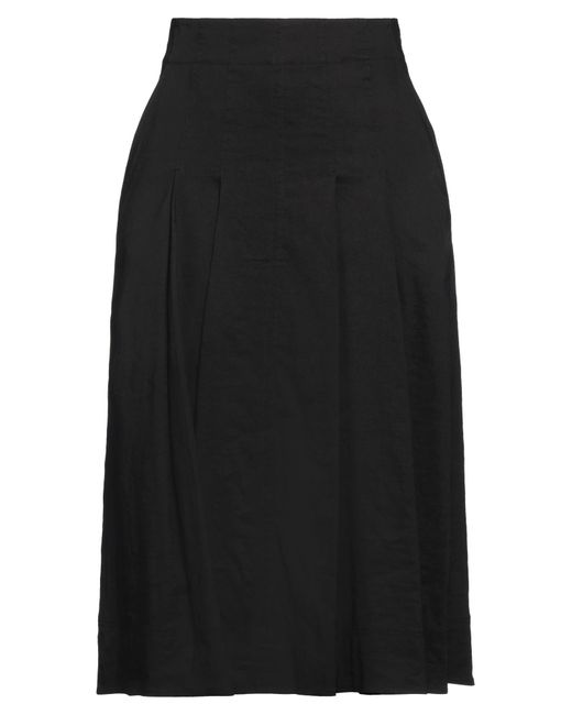 A.L.C. Black Midi Skirt Linen, Viscose, Elastane