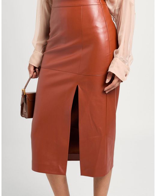 Alpha Studio Orange Midi Skirt Polyester, Polyurethane Resin