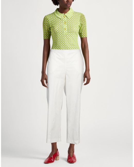 Diana Gallesi White Pants Cotton, Elastane