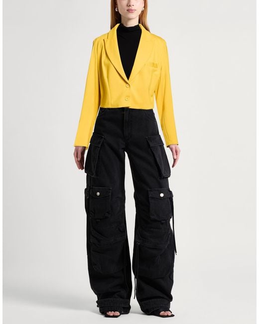 MEIMEIJ Yellow Blazer Viscose, Polyamide, Elastane