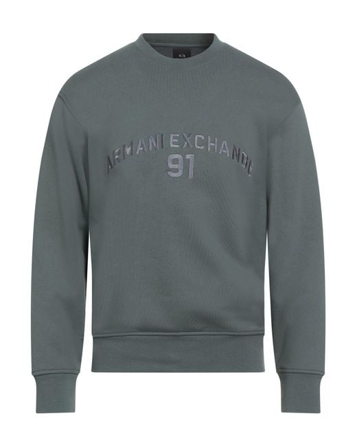 ARMANI EXCHANGE Gray Military Sweatshirt Cotton, Elastane for men