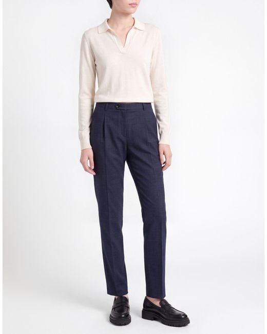 Paoloni Blue Pants Wool, Polyester, Elastane