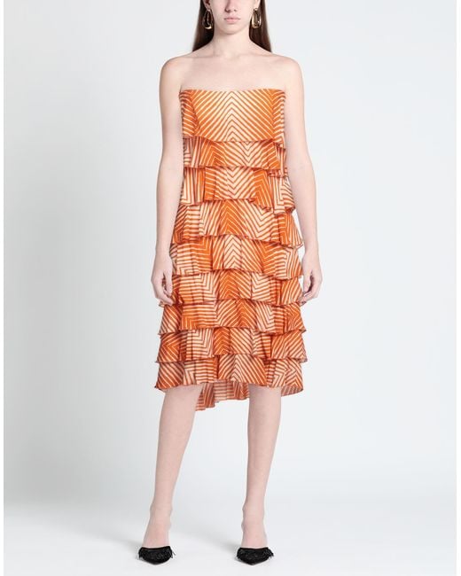 Soallure Orange Midi Dress