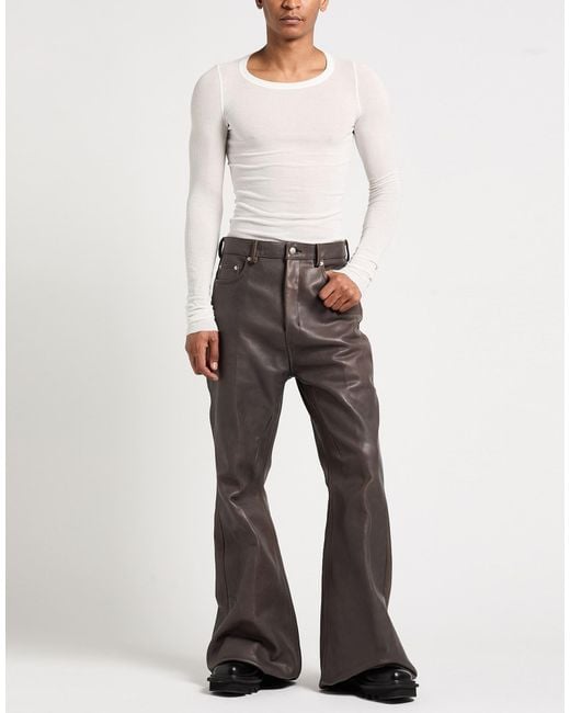 Rick Owens Gray Taupe Pants Calfskin for men