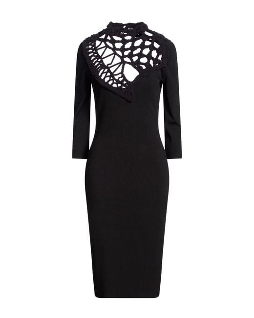 Roberto Cavalli Black Midi Dress Viscose, Polyamide, Polyester